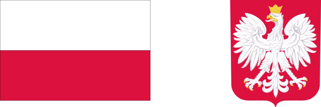 Obraz przedstawia Flagę i Godło Rzeczypospolitej Polskiej